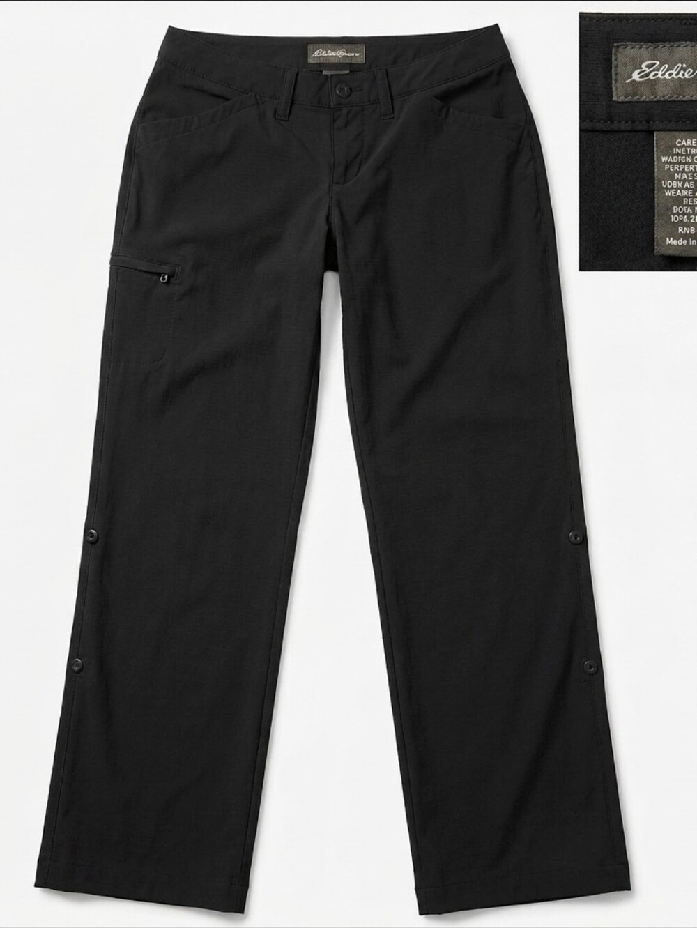 Eddie Bauer  Women's Black  Convertible  Roll-Up Hiking Pants 8
